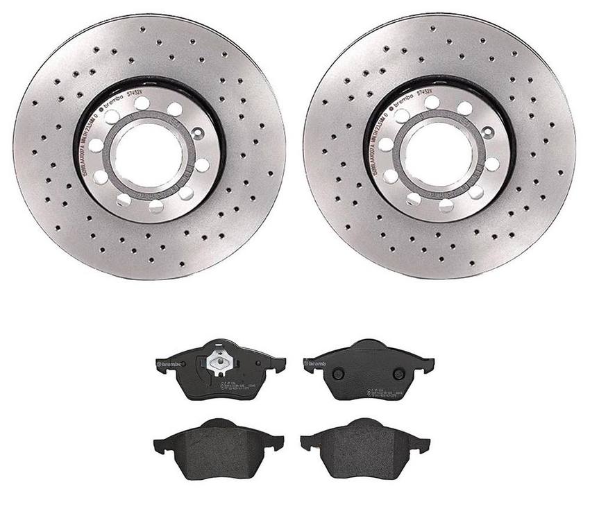 Audi VW Brakes Kit - Pads and Rotors Front (288mm) (Xtra) (Low-Met) 8D0698151C - Brembo 3057672KIT